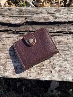 Portland Leather Mini Bifold Wallet Coldbrew Brown Snap Card Case